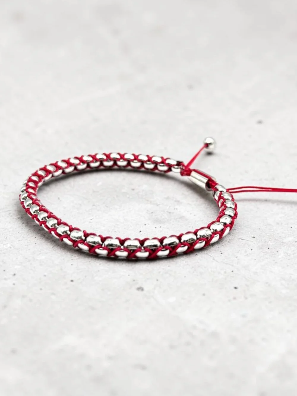So Chic Gent's Stainless Steel and Red Cord Bolo Bracelet